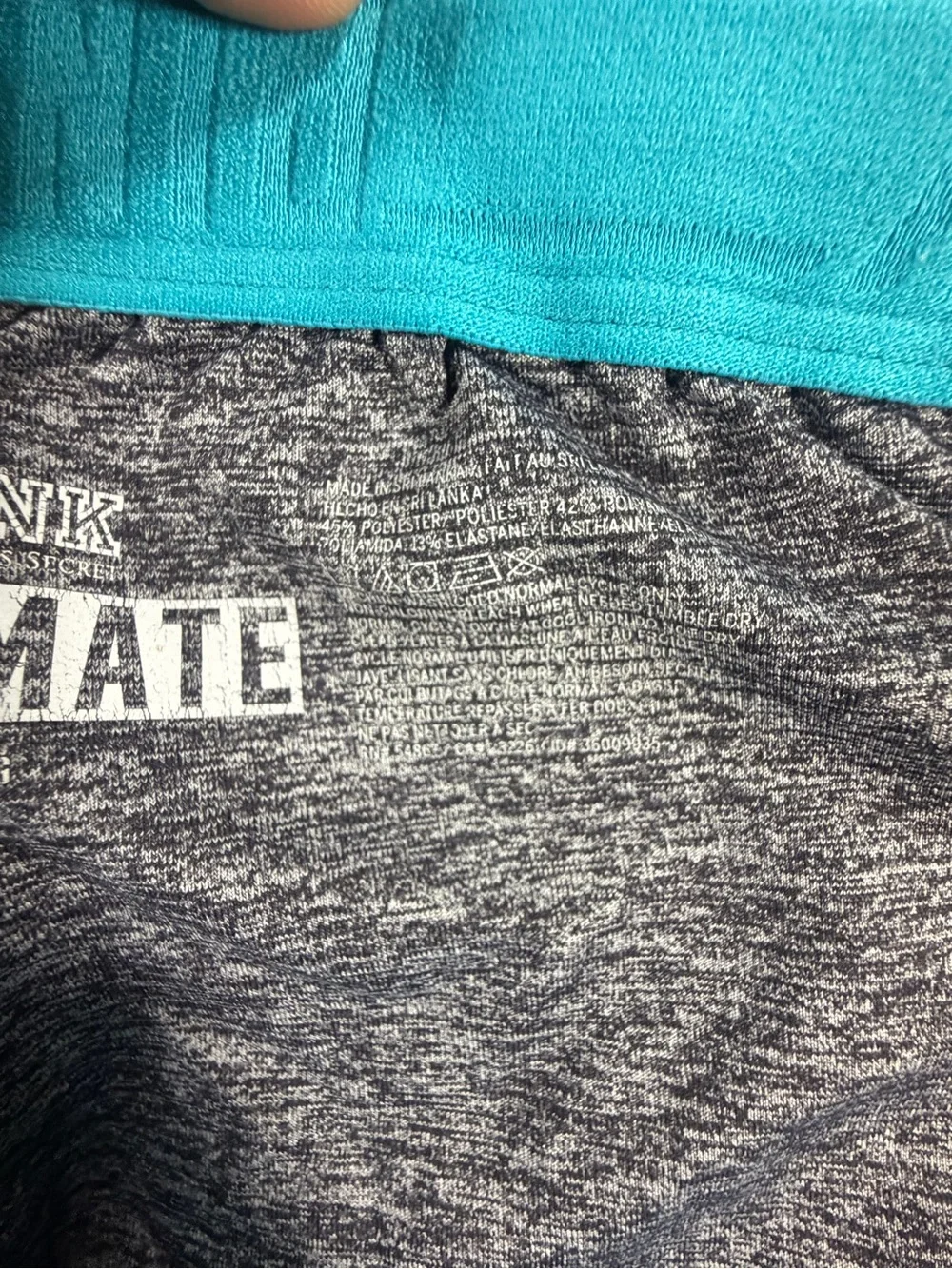 PINK Ultimate Gray Heather Joggers with Teal Waistband